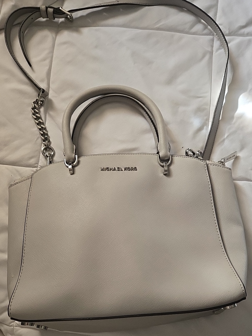 Michael Kors Light Cream Saffiano Satchel with Detachable Strap
